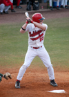 Sophmore Jud Powers steps in the box in an at bat during Union's sweep of Huntington (Ind.). - Photo by Steven Aldridge