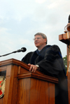 Brad Waggoner, Dean of the School of Leadership at The Southern Baptist Theological Seminary in Louisville, Ky., led the benediction at the rain-shortened commencement ceremony. His son Brandt Joseph received a bachelor of arts degree in English. - Photo by Morris Abernathy