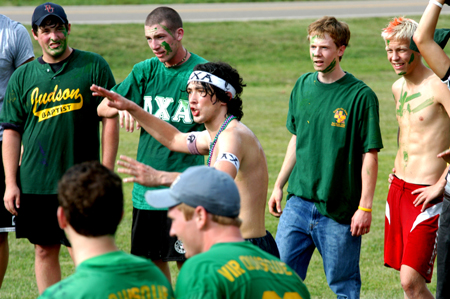 John Arnold leads the men of Lambda Chi Alpha during Bid Day.