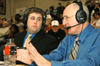 Senior Stephen Foshee commentated with Steve Beverly during Bulldog basketball games. - Photo by Brad Moore