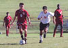 Sophomore Clovis Simas, international business major, chases down the offense in a recent game against Cumberland University TN.  Union won 4-2. - Photo by Jim Veneman