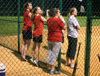 Emily Blacketter, Alaina Bare, Courtney Ford and Dana Thompson watch the action on intramurals softball field. - Photo by Stephanny Rodriguez
