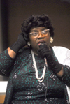 Rosie Robinson performes an excerpt from her one-woman play, <em>Esther: Daughter of the Struggle</em> at the annual Social Justice Symposium entitled <em>The Black and White of It.</em> - Photo by Kristen Nicole Sayres