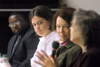 Jimmie Morris of Quenco Mental Health Services; Rachel Peterson; Becky Butler, executive director of Jackson Affordable Housing Inc.; and Patsy Turner, chair of the Biracial Committee of the Jackson Madison County School System speak during the annual Social Justice Symposium entitled <em>The Black and White of It.</em> - Photo by Kristen Nicole Sayres