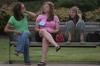 Candice Blackard, Jenny Hutcherson and Natalie West get to know each other during New Student Orientation. - Photo by Kyle Kurlick