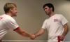 Eric Smith greets Steven Fly during freshman move-in at FOCUS Weekend. RA's like Eric are the first people students get to know at Union. - Photo by Kyle Kurlick