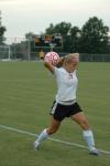 Freshman Brooke Walker concentrates for a throw-in during a game against Brescia University (Ky.).  Union won the game 6-2. - Photo by Holly Gushee