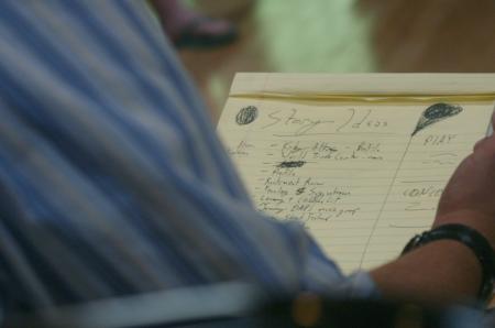Senior Ben Lancaster, arts and entertainment editor, records story ideas for the future issues of the Cardinal & Cream.