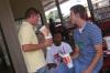 Jamie Evans, a music major, tries Darrion Garret's flavorful limeade from Sonic as Nathan Williams looks on during New Student Orientation. - Photo by Stephanie Schroeder