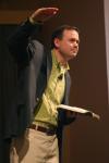Todd Brady, minister to the university, speaks to students during a recent chapel. - Photo by Stephanie Schroeder