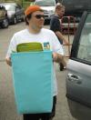 Junior Josh Clarke helps freshman move in during New Student Orientation. - Photo by Matthew Diggs