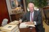 Winston Churchill spends some time in President Dockery's office signing books before his address at the Tenth Annual Scholarship Banquet. - Photo by Morris Abernathy