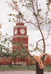 The Miller Tower clock froze at 12:05 a.m. as the tornado warnings sounded. - Photo by Lindsay Stavish