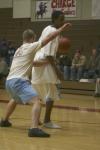 Senior Blake Penington battles against Freshman Bulldog Tacuma Alexander in the basketball portion of Union's first annual Joes vs. Pros. - Photo by Stephanie Schroeder