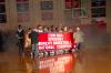 Before the start of the 2006-2007 season opener game versus St. Gregory's Univeristy (Okla.), the Lady Bulldogs presented their 2006 National Champion banner to Union President David S. Dockery.   - Photo by Morris Abernathy