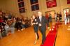 Sophomore Heather Childers, English literature major from Simpsonville, Ky., who is the daughter of Randall and Cindy Childers, is escorted onto the court by her watchcare father before the naming of the queen during Homecoming. - Photo by Morris Abernathy