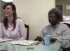 Amilia Broyld plays bingo with GO Thailand team member Emily Blackketter at Mission Convalescent Home as a part of Day of Remembrance.  - Photo by Beth Spain