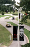 New banners featuring students and the university's guiding principles decorated the campus during the fall of 2002.  - Photo by Jim Veneman