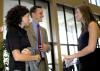 Ben Mandrell, Englewood Baptist pastor, and his wife Lynley are welcomed by Sophomore Lindsey Gaines, Christian studies major, to the Tenth Annual Scholarship Banquet. - Photo by Matthew Diggs