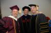 Faculty members Kevin Cooney, Darin White, and Bill Nance show off their academic regalia before the fall graduation ceremony. - Photo by Morris Abernathy