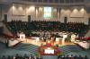 President Dockery speaks to the graduates during the graduation ceremony held at West Jackson Baptist Church. - Photo by Stephanie Schroeder