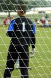 Bulldog Chris Lean defends Union's goal from the offense of Fisk Univeristy.  - Photo by Matthew Diggs