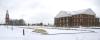 Miller Tower and White Hall on a snow day.  - Photo by Matthew Diggs