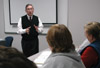 Tom Rosebrough, dean of the School of Education, encourages undergraduate and graduate students alike to think deeply about their faith and how it can be applied in their classrooms. - Photo by Jim Veneman