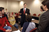 Greg Thornbury, assistant professor of Christian studies and director of the Carl F.H. Henry Center for Christian Leadership, emphasizes the importance of understanding worldview to his students. - Photo by Jim Veneman
