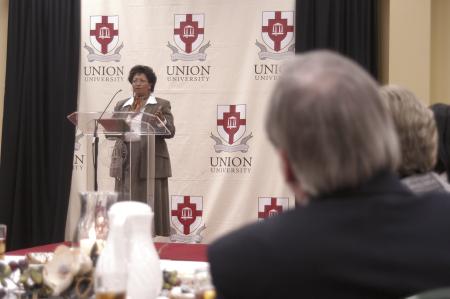 Dr. Camille Searcy spoke on the educational philosophies of W.E.B. Du Bois & Booker T. Washington during the First Annual Black History Month Program.