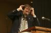Hal Poe, Charles Colson professor of faith & culture, illustrates a point during his sermon in chapel, <em>Same Song, Second Verse</em>. - Photo by Stephanie Schroeder
