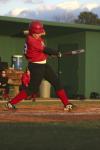 Freshman Candice Thompson drove the ball to center in the bottom of the fifth inning during a game against Spring Arbor University, Mich. The Lady Bulldogs finished the game with a 1-0 victory. - Photo by Stephanie Schroeder