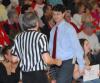 Lady Bulldog Head Coach Mark Campbell gives an official a playful look during the TranSouth Tournament. - Photo by Morris Abernathy