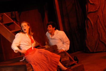 Bryan Spillman as Ferdinand and Emily Watlington as Miranda in the theatre's production of <em>The Tempest</em>.