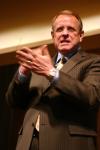 Tom Elliff, senior vice president of the International Mission Board, makes an illustration during his sermon on Mission Minimums. - Photo by Stephanie Schroeder