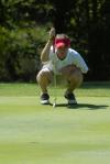 Drew Cannon eyes the line of a put during the Union Invitational at Falcon Ridge Golf Club. - Photo by Morris Abernathy