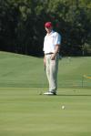 Gary Glapa watches his put role toward the hole during a round of play in the Union Invitational at Falcon Ridge Golf Club. - Photo by Morris Abernathy
