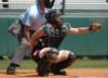Union catcher Candice Thompson frames a pitch, awaiting the umpires decision. - Photo by Steven Aldridge