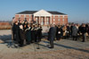 The Faculty and Staff Ensemble, conducted by Richard Joiner, sings <i>This is My Father's World</i> at the groundbreaking for the Roy L. White Science Building. - Photo by Jim Veneman