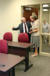 Following a formal dedication ceremony for the building, Union University Biology Professor James Huggins describes the advantages of White Hall for first-time visitors and shows off the new Edward P. Hammons Center for Scientific Studies. - Photo by Stephanie Schroeder