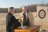 President David S. Dockery thanks benefactor Roy L. White at the groundbreaking of the science building that will bear his name. - Photo by Jim Veneman