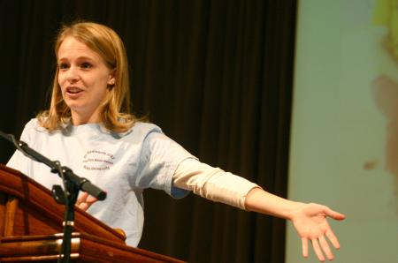 Emily Watlington talks about her GO Trip to Guatemala during chapel.