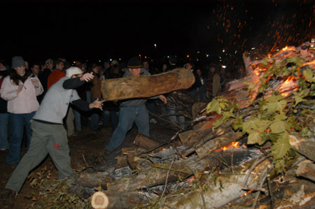 <i>Tornado Bonfire:</i> The Union community gathered on the Tuesday night after the tornado to celebrate their safety and to get rid of some tornado-downed trees.
