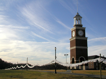 The art department created a September 11 memorial environmental installation that stretched the length of the campus.