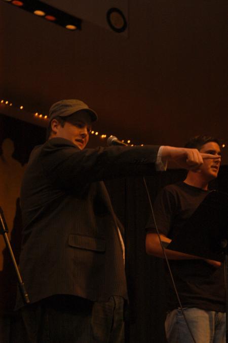 Sophomore Music Major Kevin Isbell performs as part of a small group program for the 2007 SAC Variety Show.