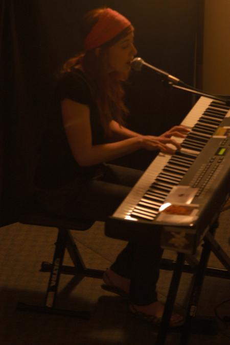 Recording artist Brooke Waggoner performs for an AIDS relief concert in McAfee commons presented by PRSSA.