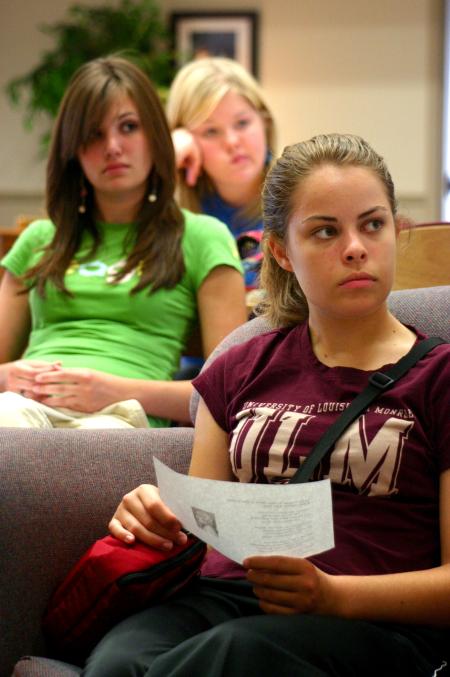 Katherine Givens, Victoria Allen and Emily Watkins participate in an early session of the Rising Seniors Program.