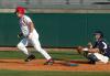 Judson Powers heads towards first base after making contact during Union's series win over Lambuth. - Photo by Steven Aldridge