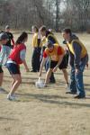 The Sophomore class enjoys playing flag football with a turkey at the annual Turkey Bowl. - Photo by Holly Gushee