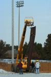 Steel beams are moved into place for White Hall. - Photo by Morris Abernathy
